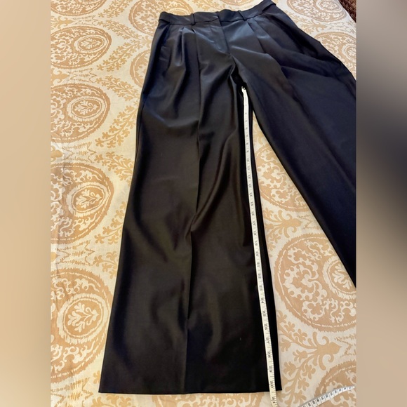 MINT COND ZARA WIDE LEG PLEATED BLACK TROUSERS SIZE LARGE WITH ADJUSTABLE WAIST - Picture 6 of 9